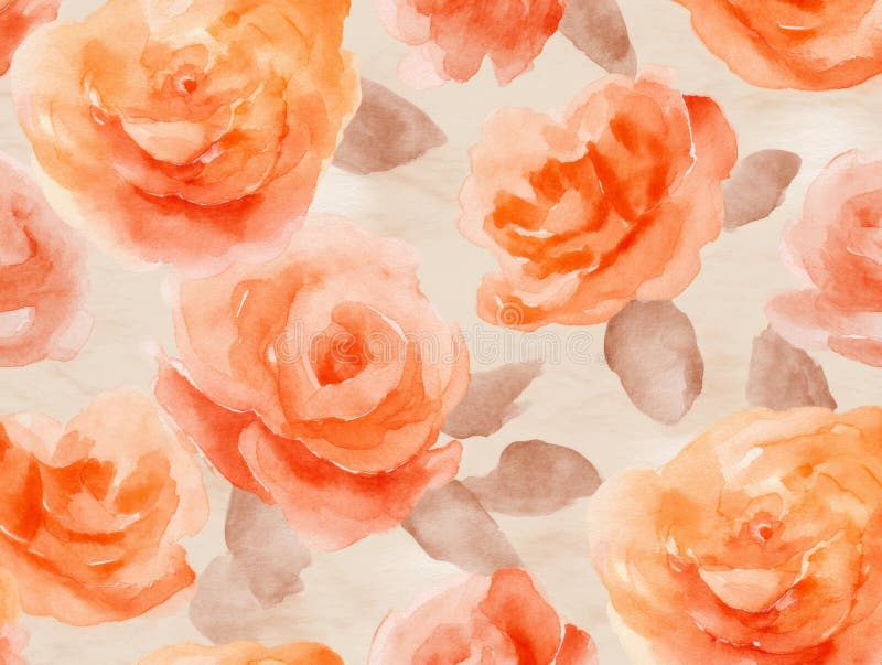 Aquarellmalerei auf Orangenrosen. Generative AI.