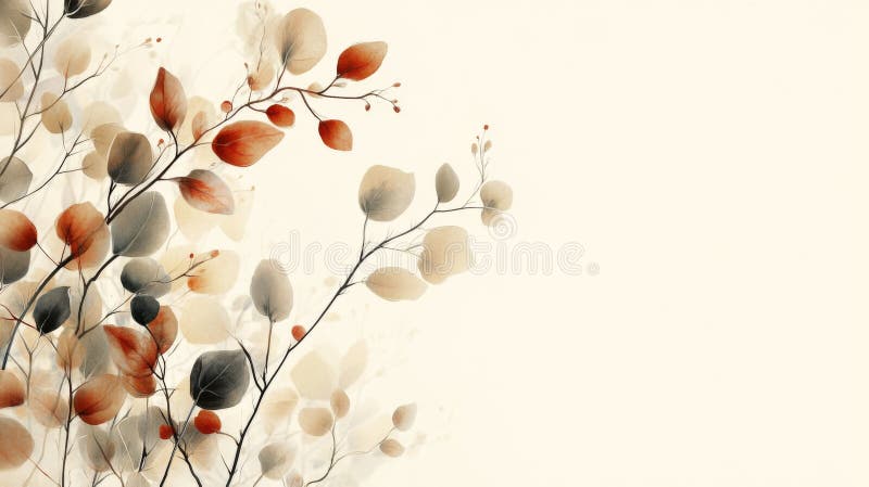 Aquarellmalerei von empfindlichen Herbstblättern und -zweigen lizenzfreie abbildung