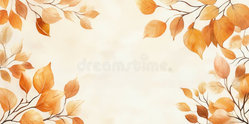 Aquarellmalerei von zarten Herbstblättern auf beigem Hintergrund vektor abbildung