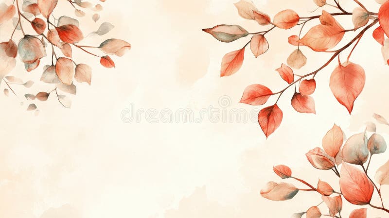 Aquarellmalerei von zarten Herbstblättern auf blass Hintergrund stock abbildung