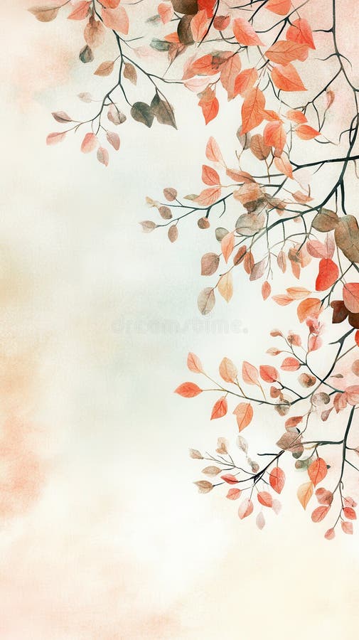 Aquarellmalerei von zarten Herbstblättern auf einem Zweig vektor abbildung