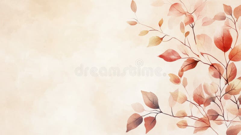 Aquarellmalerei von zarten Herbstblättern auf hellem Hintergrund lizenzfreie abbildung