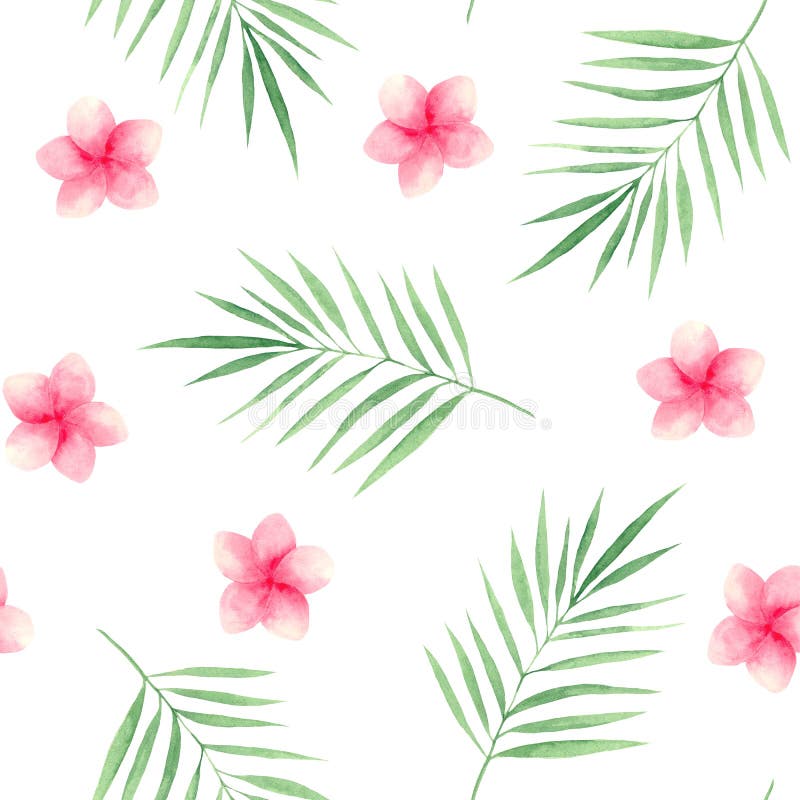 Aquarellmuster mit tropischen Blättern und Blumen stock abbildung Aquarellmuster mit tropischen Blättern und Blumen stock abbildung
