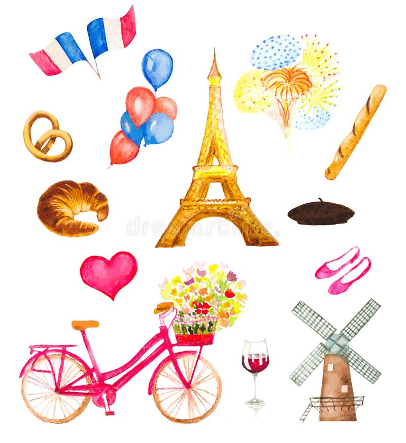 Aquarellparis-Ikonenvektorillustration stock abbildung Aquarellparis-Ikonenvektorillustration stock abbildung