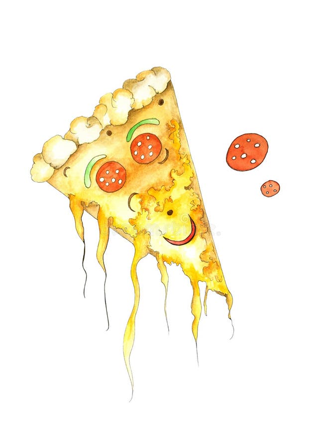 Aquarellpizza lizenzfreie abbildung Aquarellpizza lizenzfreie abbildung