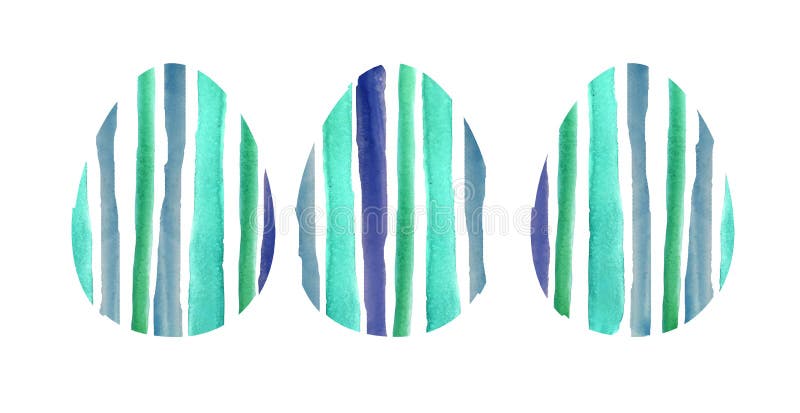 Aquarellsatz von drei blauen strukturierten Eiern lizenzfreie abbildung Aquarellsatz von drei blauen strukturierten Eiern lizenzfreie abbildung