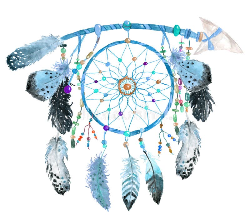 Aquarelltraumfänger, handgemaltes boho Symbol vektor abbildung Aquarelltraumfänger, handgemaltes boho Symbol vektor abbildung