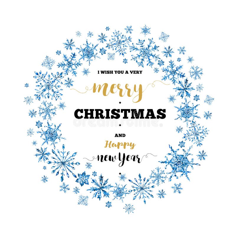 Aquarellwinter Weihnachtskranz mit Schneeflocken stock abbildung Aquarellwinter Weihnachtskranz mit Schneeflocken stock abbildung