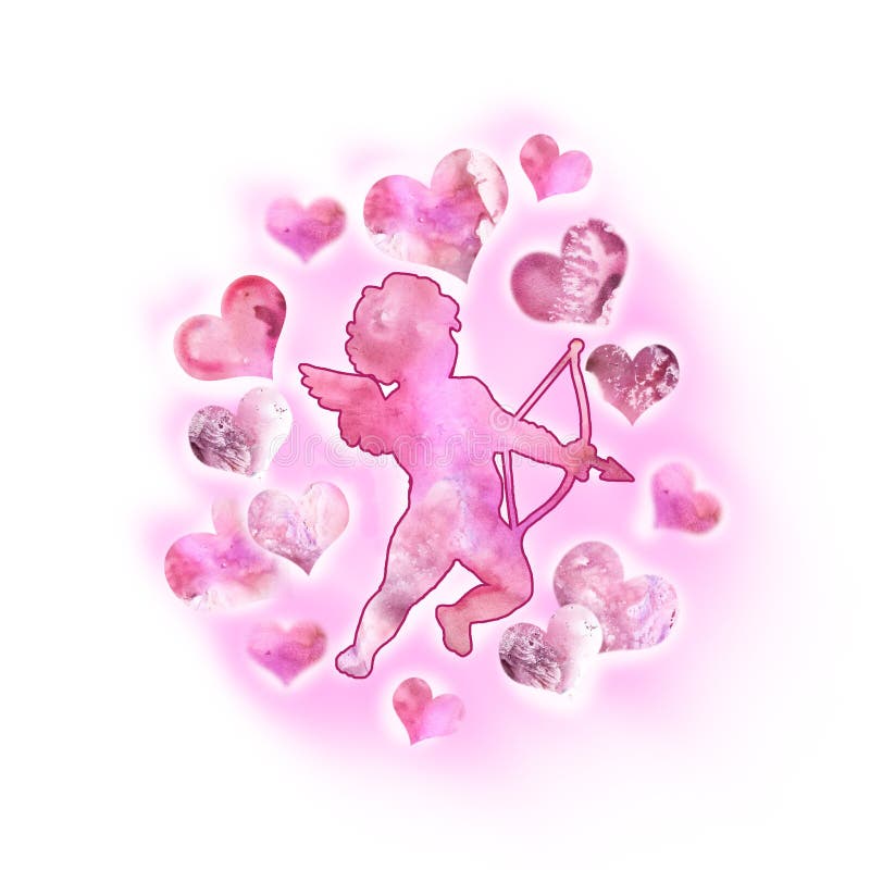 Aquarellzeichnung des Amors, Liebesengel mit Flügeln im Himmel Heilig-Valentinstaggruß-Kartendesign Fügen Sie Text hinzu vektor abbildung Aquarellzeichnung des Amors, Liebesengel mit Flügeln im Himmel Heilig-Valentinstaggruß-Kartendesign Fügen Sie Text hinzu vektor abbildung