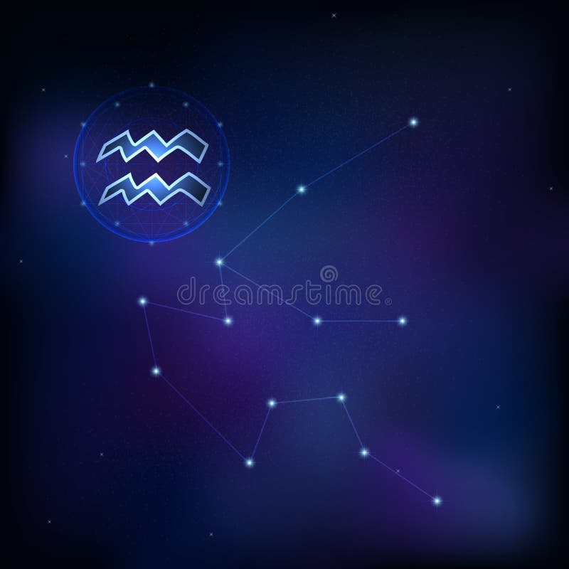 Aquarius horoscope sign stock illustration. Illustration of symbols ...