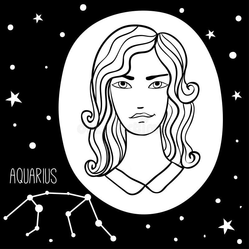 Aquarius. Woman with Zodiac Sign Stock Vector - Illustration of beauty ...