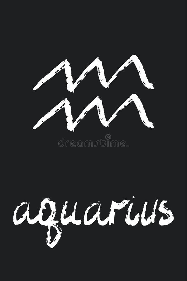 Aquarius Zodiac Handwritten Sign. Stock Vector - Illustration of black ...