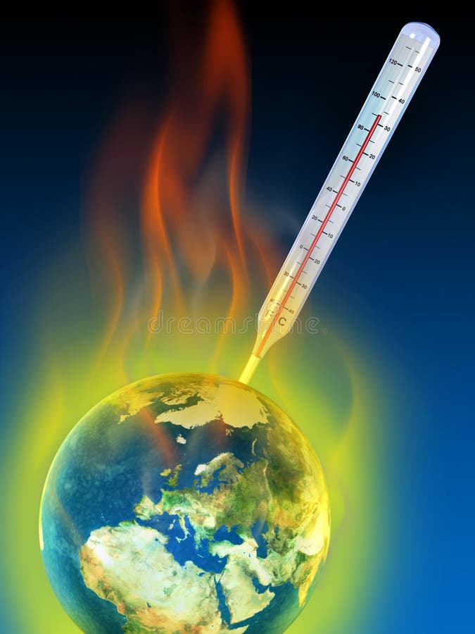 Thermometer measuring planet earth temperature. Digital illustration. Thermometer measuring planet earth temperature. Digital illustration.