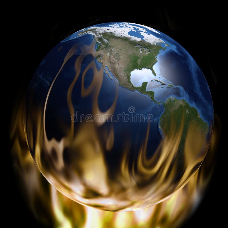 Aquecimento global - terra do planeta no fogo ilustração royalty free Aquecimento global - terra do planeta no fogo ilustração royalty free