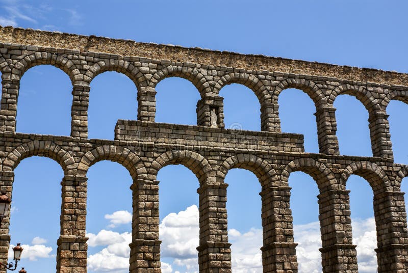 Aqueduct in Segovia, Castilla y Leon, Spain. royalty free stock image