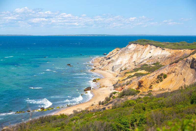 Aquinnahklippen in Martha's Vineyard, doctorandus in de letteren royalty-vrije stock foto's Aquinnahklippen in Martha's Vineyard, doctorandus in de letteren royalty-vrije stock foto's
