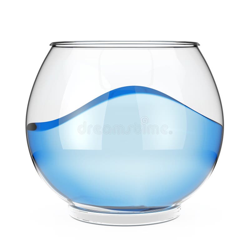 Aquário de vidro vazio realístico de Fishbowl com água azul 3d arrancam ilustração do vetor Aquário de vidro vazio realístico de Fishbowl com água azul 3d arrancam ilustração do vetor