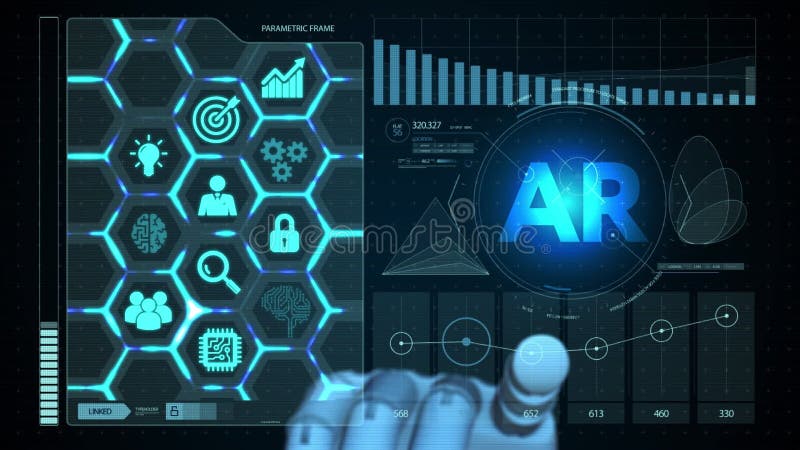 AR a augmenté l'icône de la réalité. Concept d'Internet et du réseau d'affaires de technologie