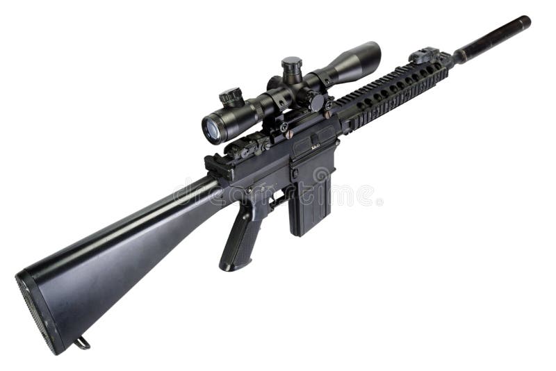 AR15 Based Sniper Rifle with Silencer Stock Image Image of sniper