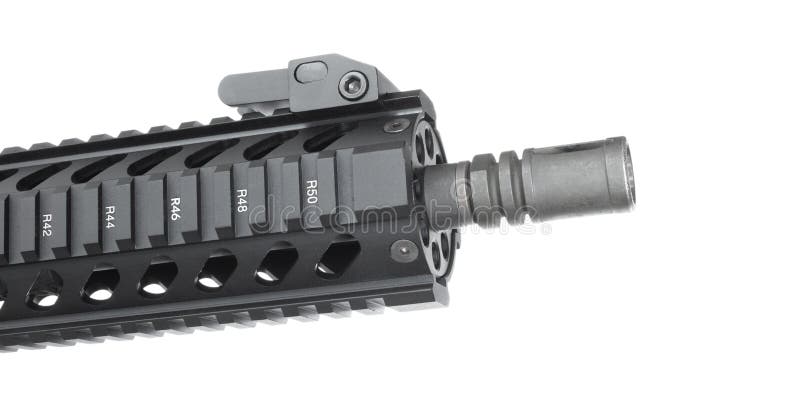 Side view of the front of an AR-15 stock images