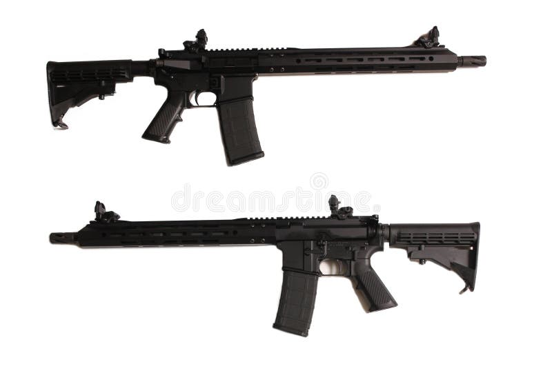 AR-15 Type Assault Weapon Isolated on White Background Left and Right Side Views