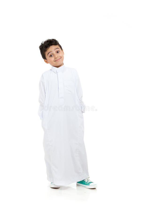 Arab boy relaxed and smiling with raised eye brows