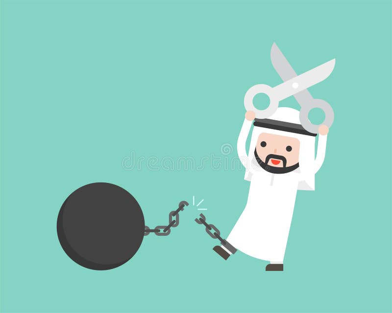 Arab Businessman Use Scissor Cutting Chain from Iron Ball, Freed Stock  Vector - Illustration of concept, person: 128687591