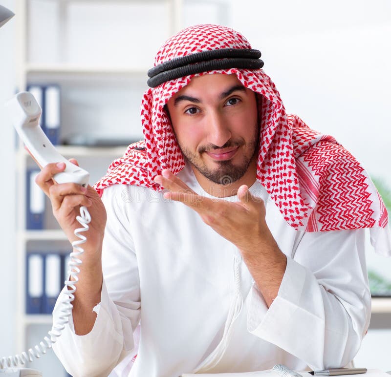 Arab businessman working in the office stock image