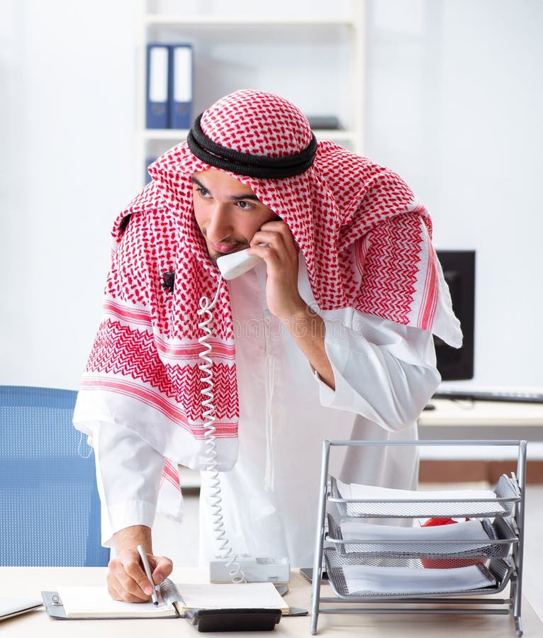 Arab businessman working in the office stock image