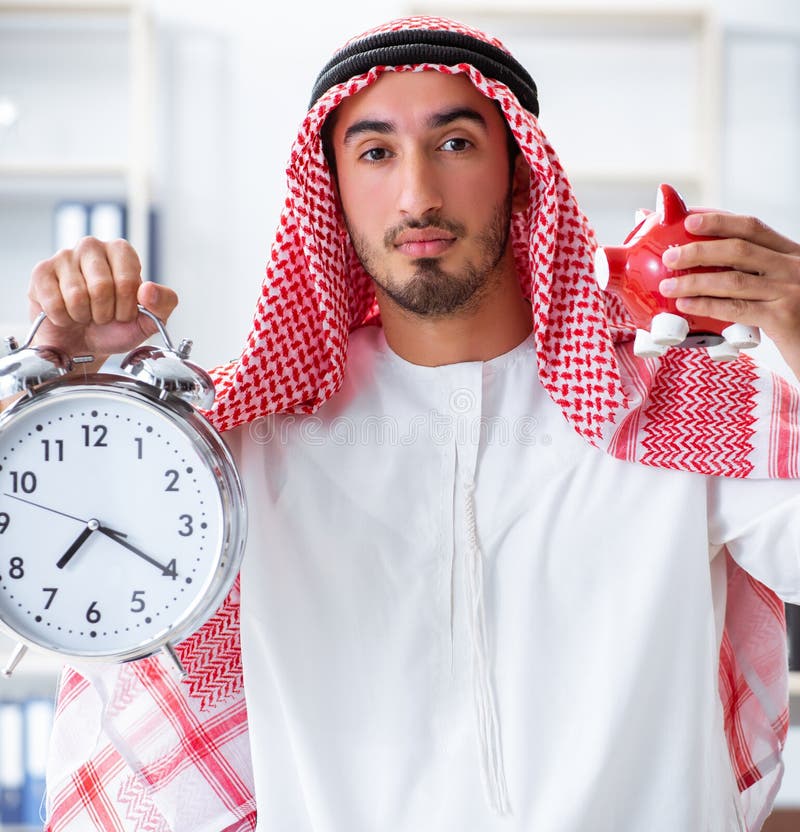 Arab businessman working in the office stock photography