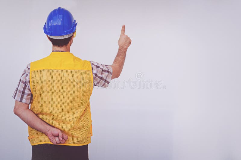Arab engineer man wear blue cap safety helmet royalty free stock photos