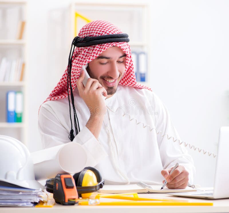 Arab engineer working on new project royalty free stock images