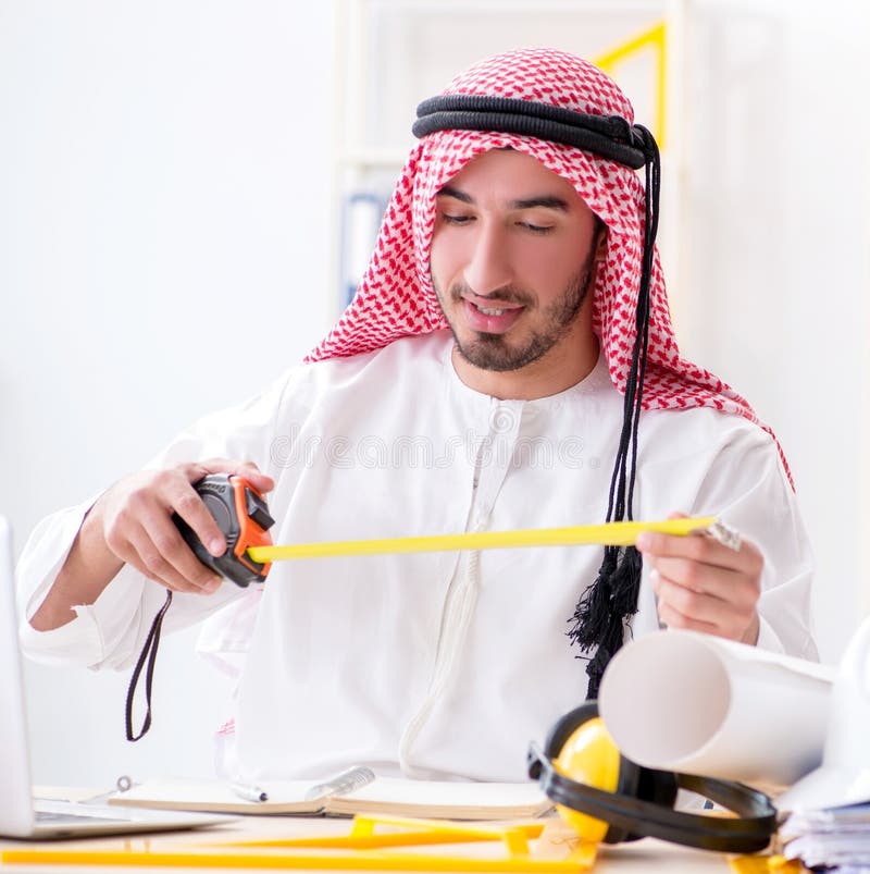 Arab engineer working on new project stock photography