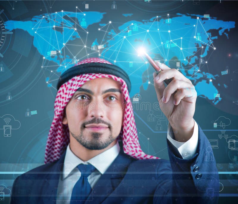 Arab man in data exploit obraz royalty free