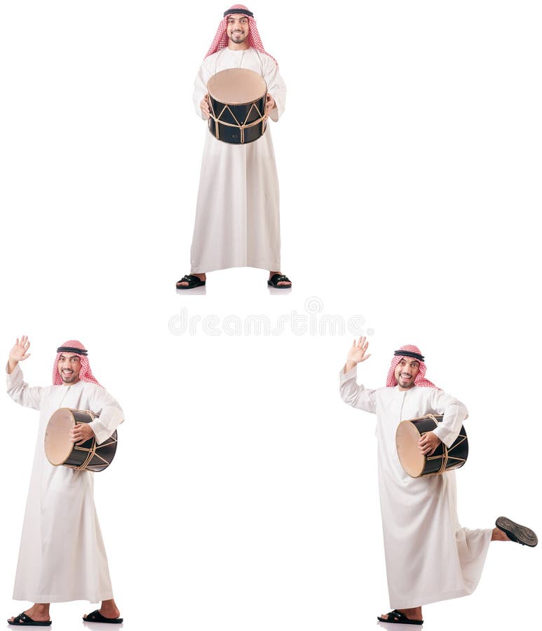 The Arab Man with Drum Isolated on White Stock Photo Image of cymbal