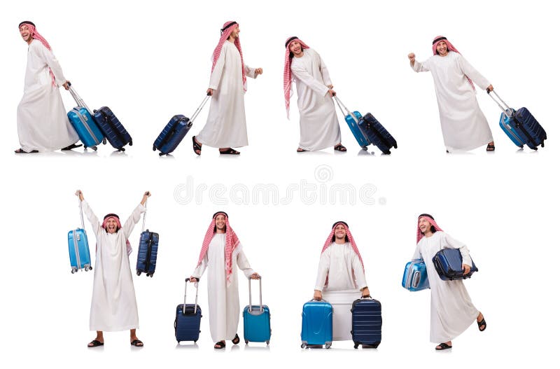 The Arab Man with Luggage on White Stock Photo Image of arab, dress