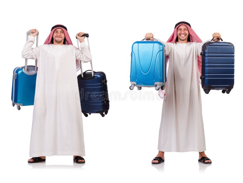 The Arab Man with Luggage on White Stock Photo Image of headdress