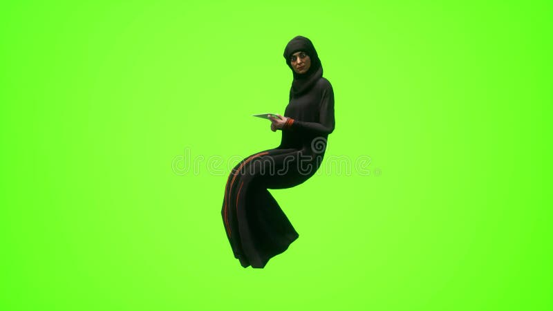 Arab Muslim Women Sitting And Sleeping And Looking Realistic 3d People Renderin Stock Video