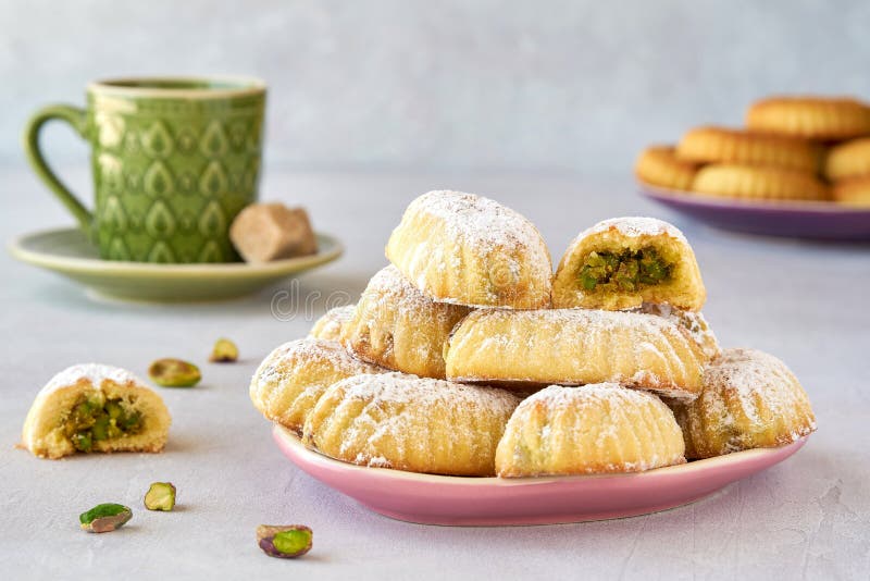 Arab Sweets. Traditional Eid Semolina Maamoul or Mamoul Cookies with ...