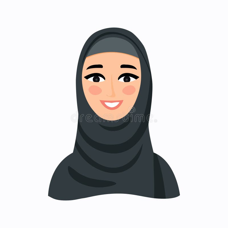 Arab Woman Face Covered with Hijab. Muslim Woman. Muslim Girl Avatar ...