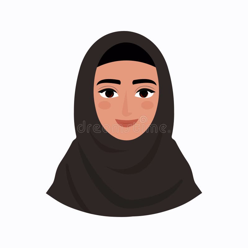 Arab Woman Face Covered with Hijab. Muslim Woman. Muslim Girl Avatar ...