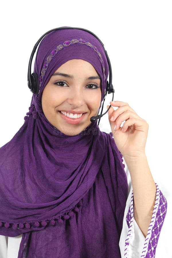 Arab woman working as a telephone operator royalty free stock image Arab woman working as a telephone operator royalty free stock image
