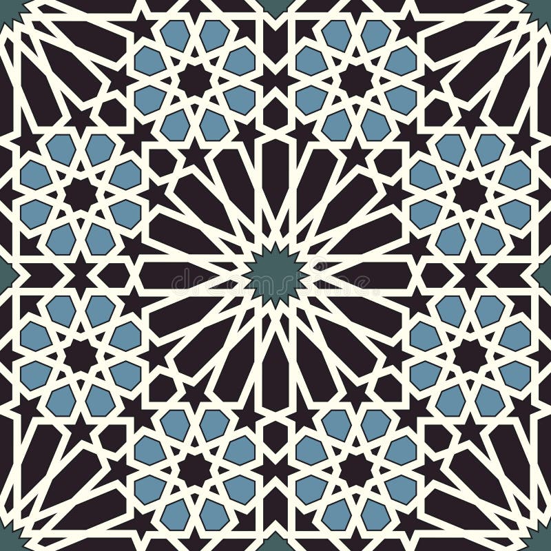 Arabesque seamless pattern in blue and black