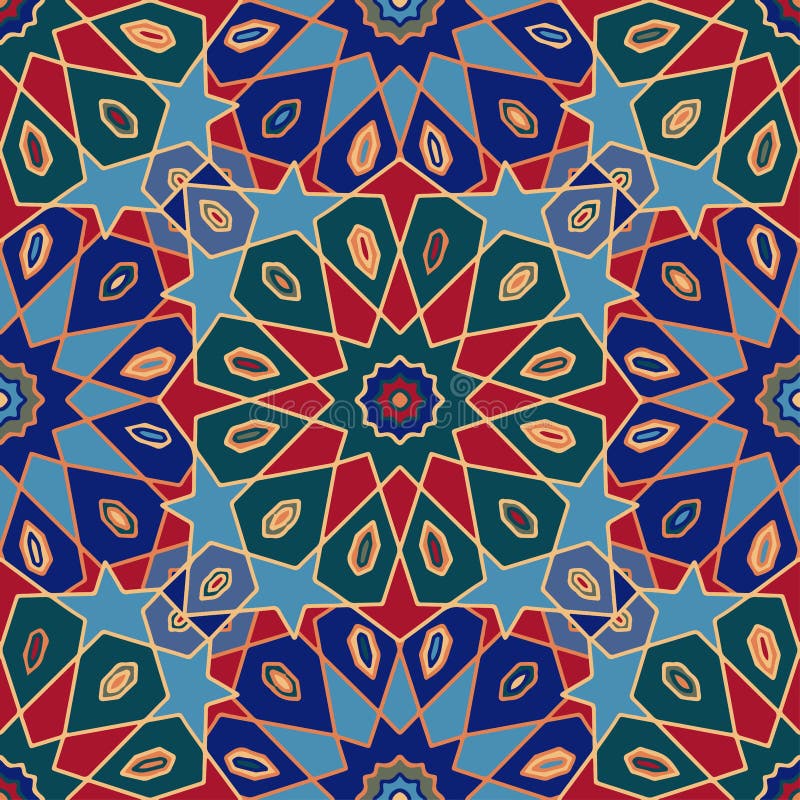 Arabesque Seamless Pattern in Editable Vector File.Islamic Geometric