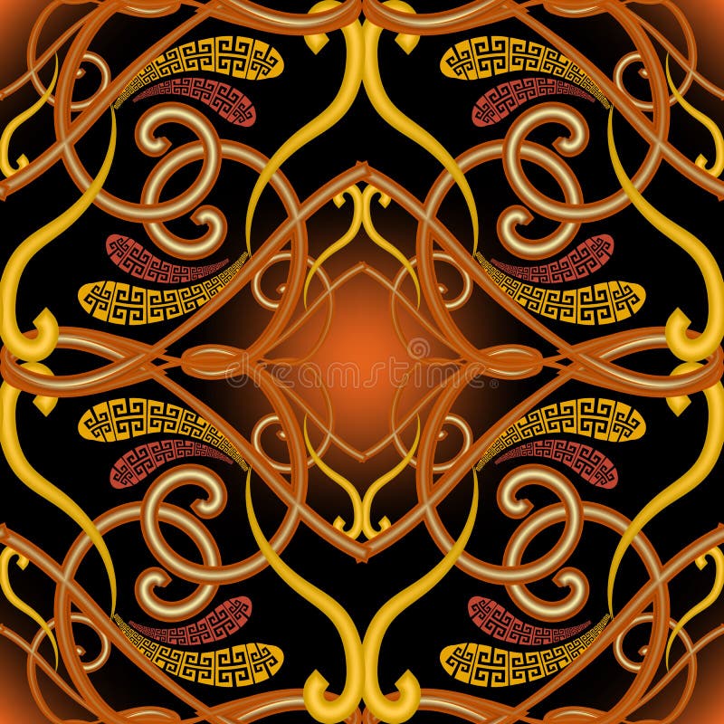 Arabesque άνευ ραφής σχέδιο του Paisley tracery τέχνης γραμμών ύφους τρισδιάστατο διακοσμητικό Καμμένος ζωηρόχρωμο φωτεινό ελληνι διανυσματική απεικόνιση Arabesque άνευ ραφής σχέδιο του Paisley tracery τέχνης γραμμών ύφους τρισδιάστατο διακοσμητικό Καμμένος ζωηρόχρωμο φωτεινό ελληνι διανυσματική απεικόνιση