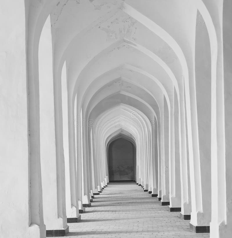 Arabian Arches in Kolon Mosque. Bukhara Stock Photo - Image of ...