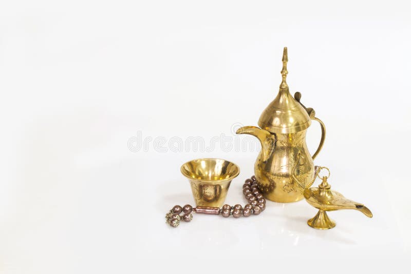 Regional Food Backgrounds Traditional Golden Arabic Coffee Set With Dallah Coffee  Pot And Dates Dark Background Vertical Photo Stock Photo - Download Image  Now - iStock