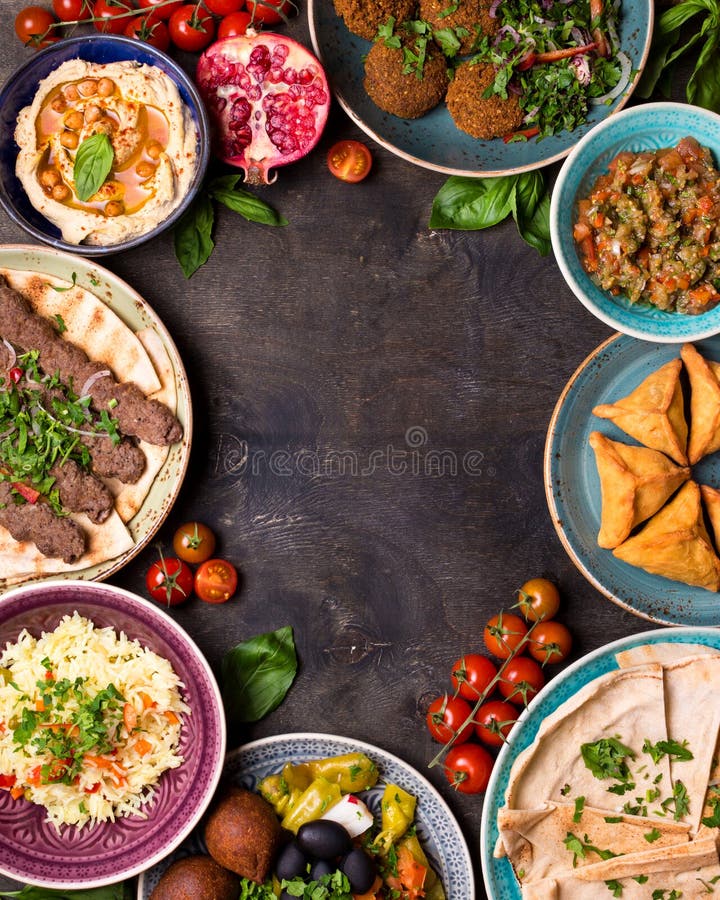 Arabic dishes background. Hummus, arabian.