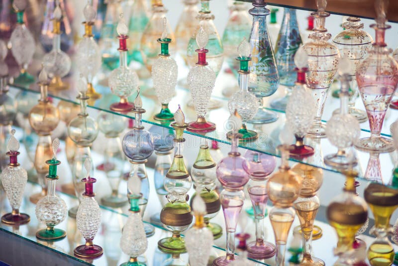 Arabic Empty Bottles for Oil or Perfume in the Shop Stock Image Image