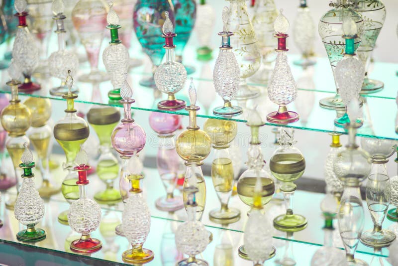 Arabic Empty Bottles for Oil or Perfume in the Shop Stock Photo Image